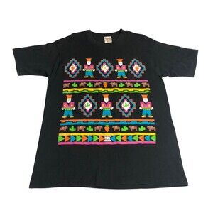 Vintage 90s EZL By Marcy 'N Me Shirt One Size Black Southwestern Aztec Textured